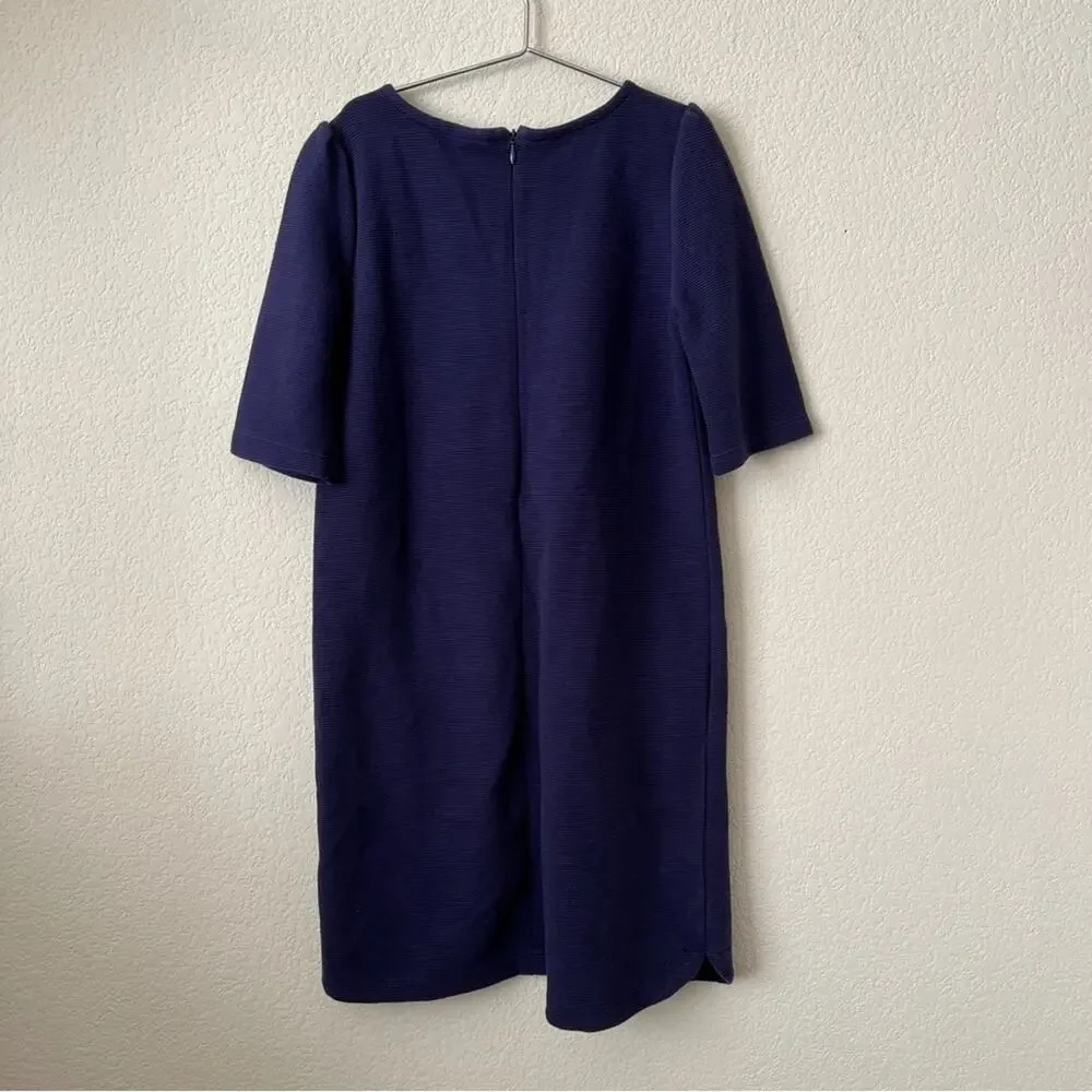 Gymboree Navy Blue Ribbed Knit Dress gold sequin unicorn exposed zip pockets